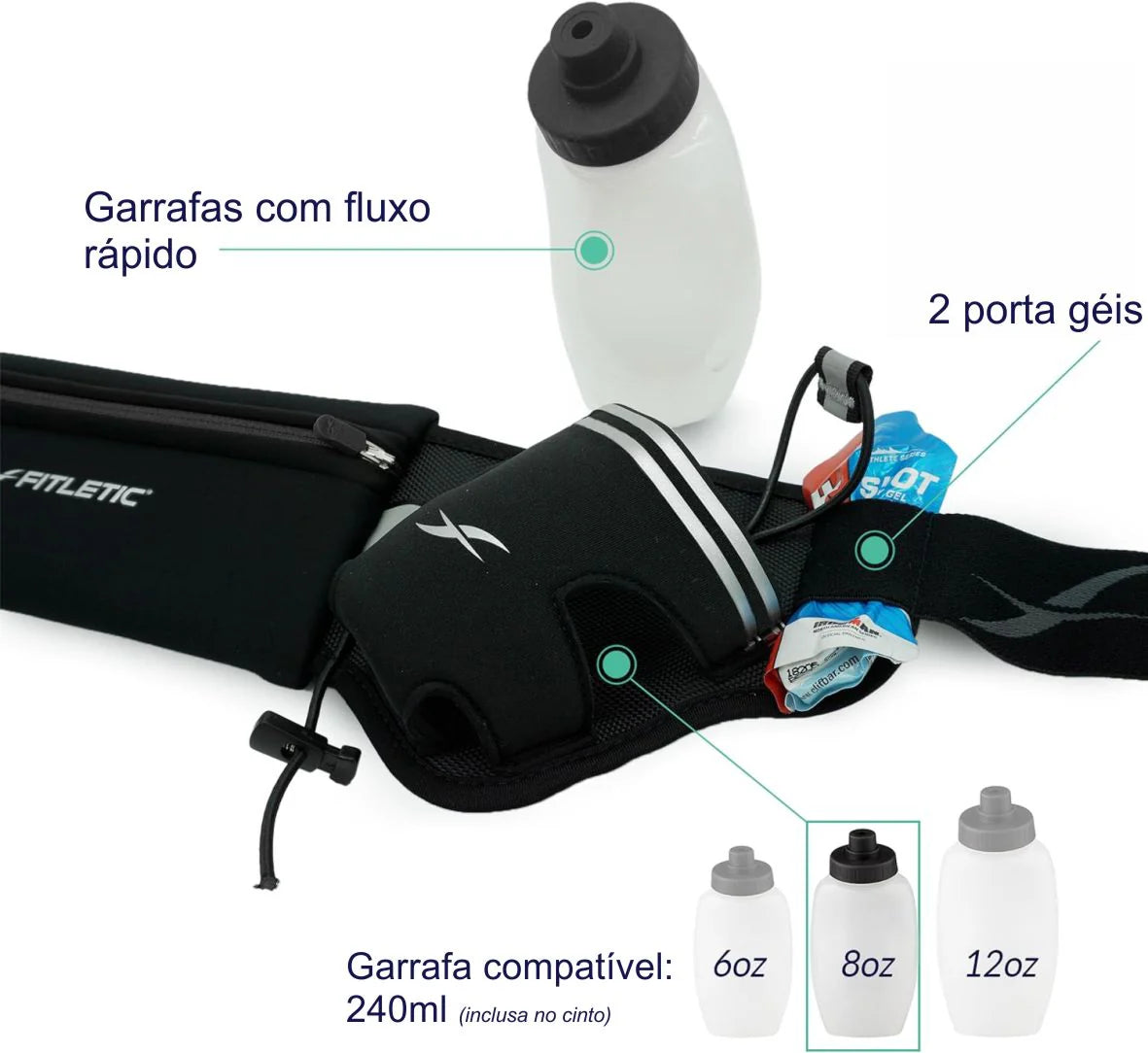 Cinto de Hidratação Refletivo Hydra 16 Fitletic